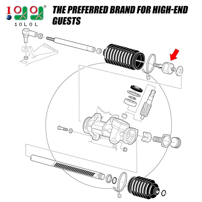 10L0L Club Car DS Ball Joint Inner and Nut Steering Rack Assembly for Golf Cart Club Car DS (1997-up) Replacement Part 101880201 1018802-01 - Image 2